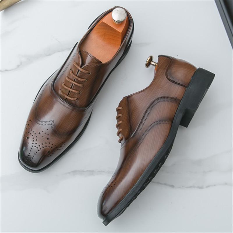 Мода Мода Новый Дизайнер Остроносые Дерби На Шнуровке Для Мужчин Черный Коричневый Свадебное Платье Выпускной Вечер Формальная Свадебная Обувь