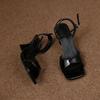 French square head open-toe one-word buckle sandals women's 2025 new niche design temperament sexy stiletto sandals