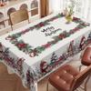 Christmas Tablecloth Digital Print - Winter Snowman Reindeer Xmas Tree Dining Table Festival Decor Table Cover