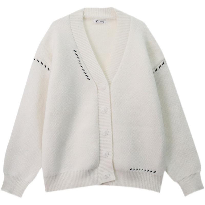 GMXIA Женский ленивый стиль свитер кардиган куртка свободная верхняя одежда дизайн ниша осень и зима топы трикотаж