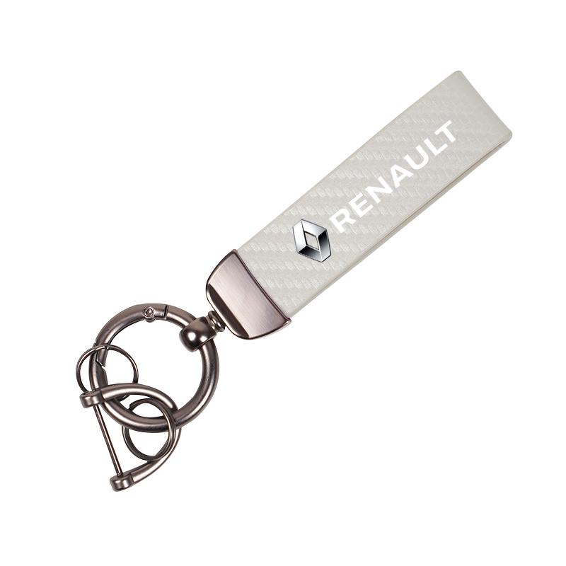 For Renault 2026 New Hub Caps 1Pcs Carbon Fiber Leather Car Keychain Key Ring Chain For Renault Clio Kadjar Koleos Megane Espace