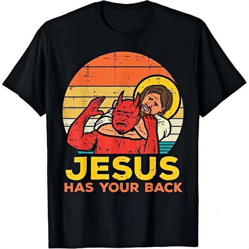 Cotton Jesus Has Your Back Jiu Jitsu Retro Christian Men's Women's Kids T-Shirt