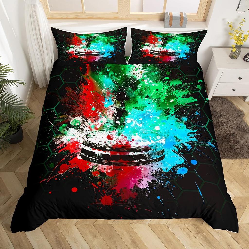 Пододеяльник для хоккейного стадиона, Постельный комплект для хоккея с шайбой, Чехол для одеяла с граффити хоккеиста, Зимнее мероприятие по командным видам спорта, Чехол для одеяла