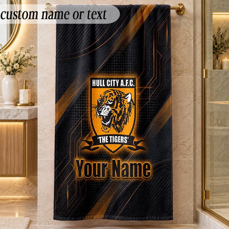 Beach TowelHull FC Custom Name Text Personalized Soft Towel for Beach Pool Indoor Home Decor Gift