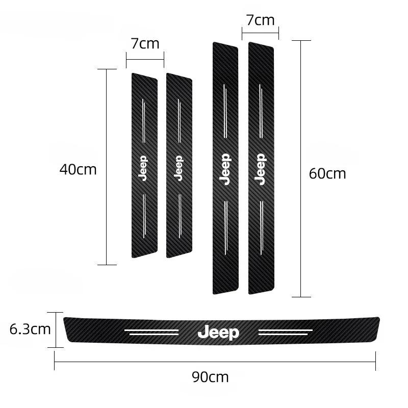 For Jeep 5Pcs Car Door Sticker Threshold Anti Scratch Decals Accessories For Jeep Grand Cherokee Wrangler JK Gladiator Compas