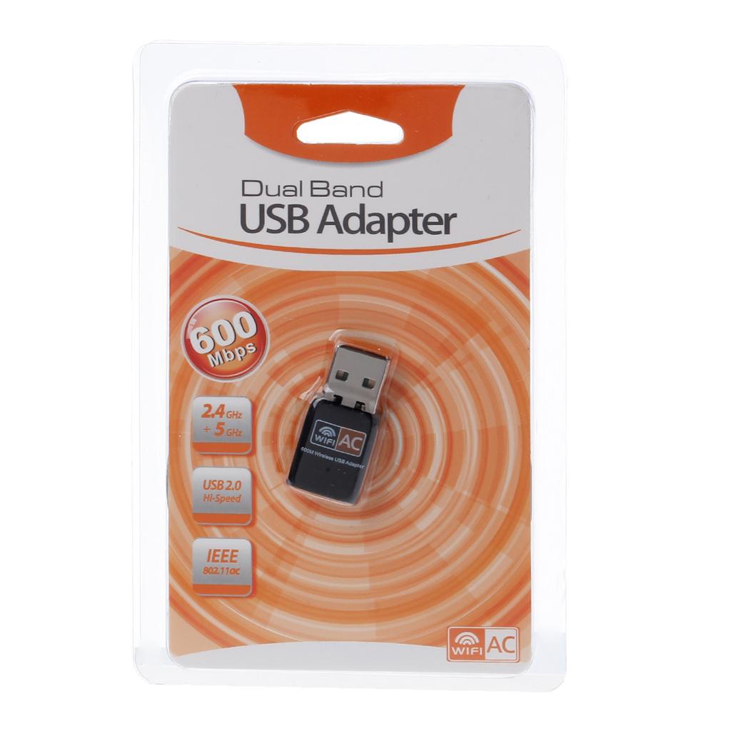 WIFI Adapter 600Mbps AC600 USB Wireless Network Card for Win 7 8 8.1 10 XP Vista for Mac 10.4-10.11 TV Receiver Accessor