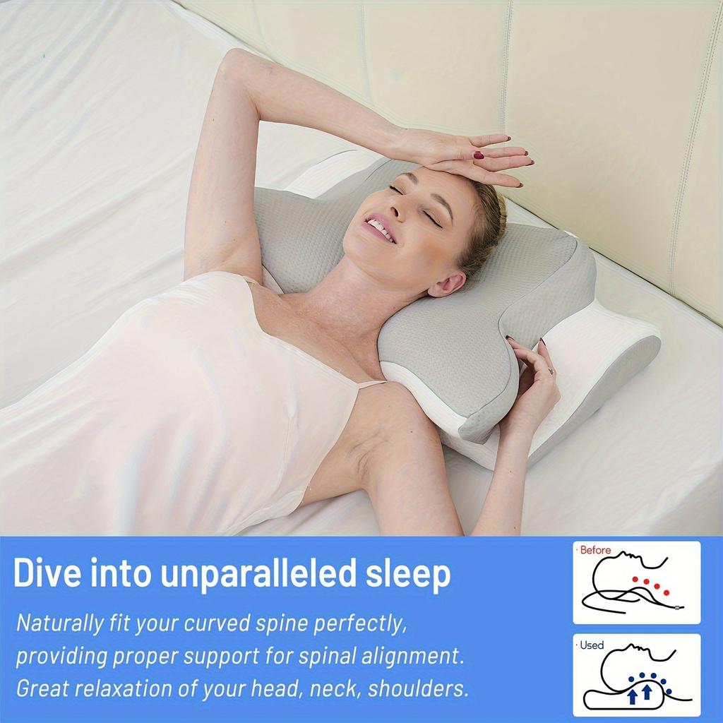 Memory Foam Pillows Butterfly Shaped Relaxing Cervical Slow Rebound Neck Pillow Pain Relief Sleeping Orthopedic Pillow Beding