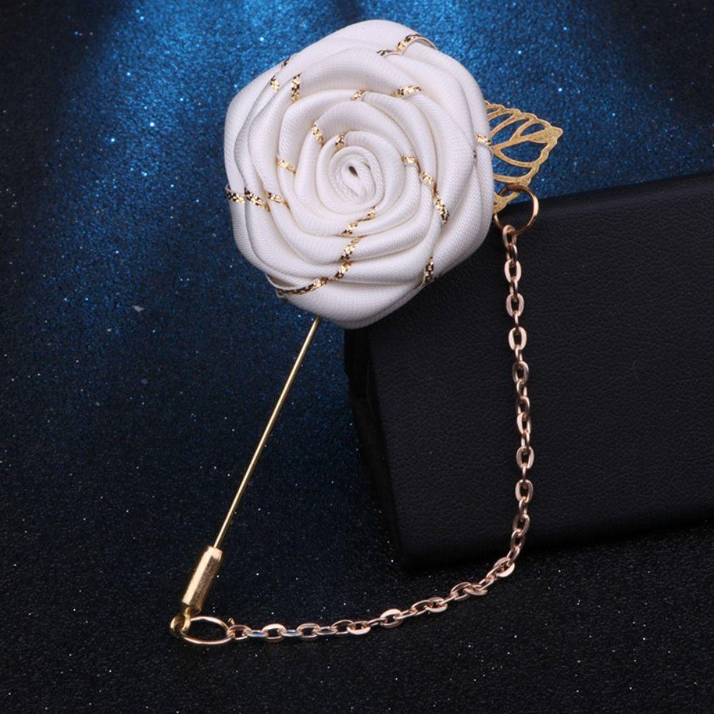 Brooch Zinc Zinc Alloy Personality Cloth Floral Badge Rose Collar Needle Leaf Lapel Decoration Men Corsage