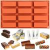 Funshowcase 12-Cavity Chocolate Bar Rectangular Silicone Mold, Cake Mold, Chocolate Mold, Biscuit Mold, Platinum Silicone, for Confectionery