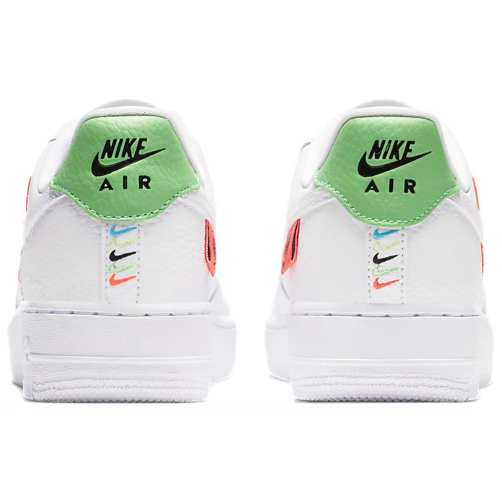 Nike Womens Air Force 1 '07 SE 'Worldwide Pack - Flash Crimson' (women's sizes) White / Flash Crimson / Green Strike / White Skate Shoes