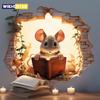 3D Чтение Мышь Наклейки на стену Милый Мультяшный Животный Узор Виниловые Наклейки Гостиная Спальня Ванная Комната Офис Домашнее Украшение