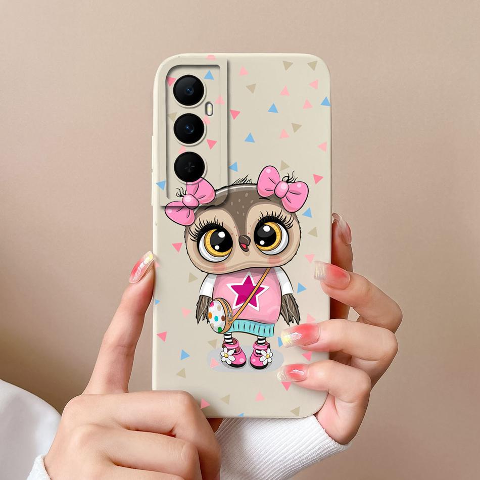 For Realme C65 4G Phone Case Butterfly Cat Ultra Thin Liquid Silicone Camera Protection Back Cover For Realme C 65 Funda Carcasa
