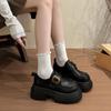 Cowhide Version Thick-soled Thick-heeled Small Leather Shoes Women's 2025 New Versatile Height-increasing Women's Shoes Single Shoes Leather Loafers 