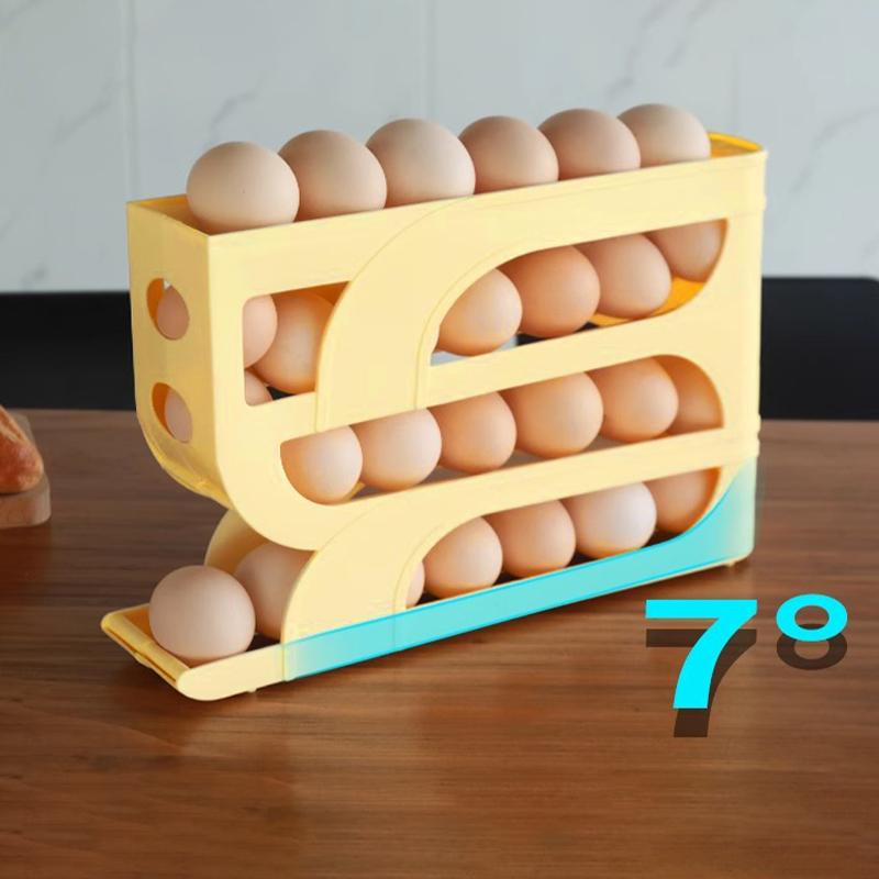 Используйте автоматический скатывающийся ящик для хранения яиц, кухонный холодильник, боковая дверца, стойка для хранения яиц, 30 штук, для упаковки коробок для яиц