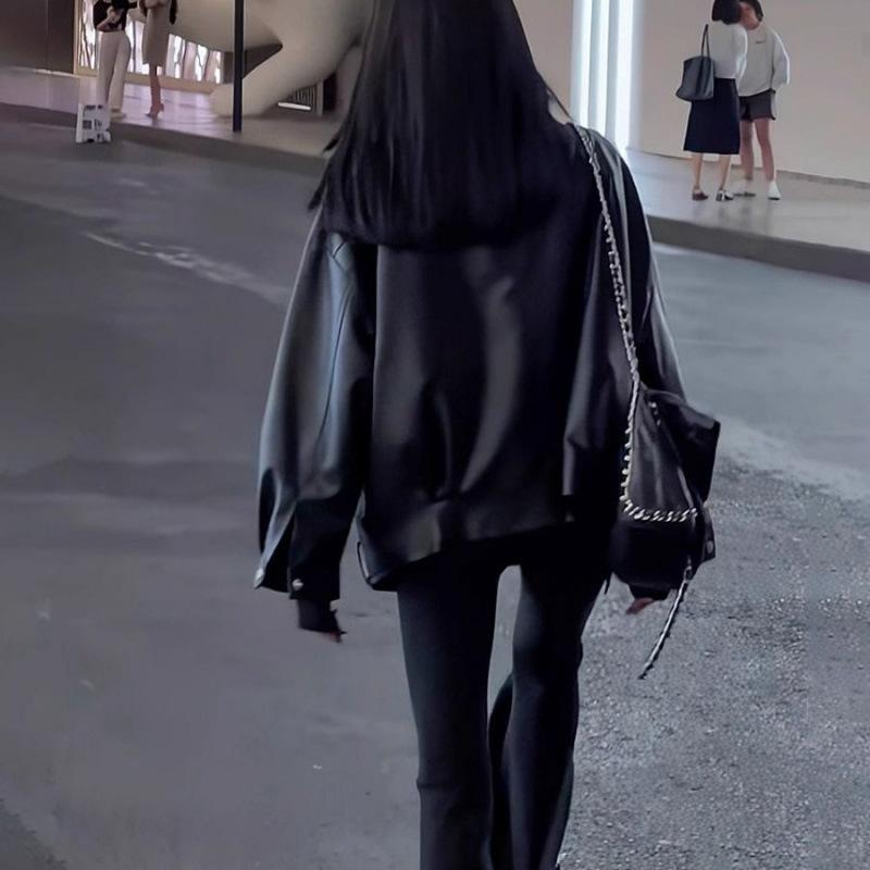 Осенне-зимние уличные милые и крутые кожаные куртки для женщин, свободные куртки, топы, универсальные хлопковые пальто для женщин
