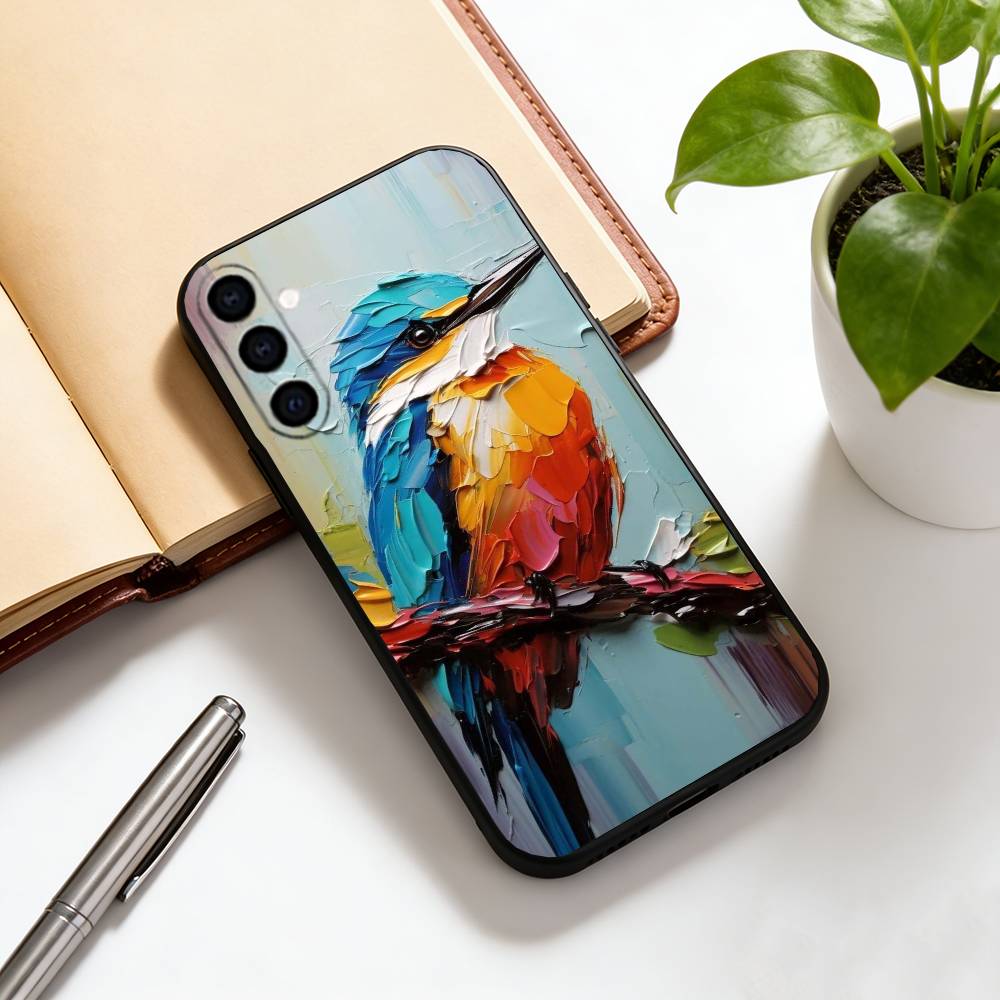 Красочная птица колибри Чехол для телефона для Samsung Galaxy A73, A72, A71, A70, A53, A52, A51, Мягкий силиконовый черный чехол