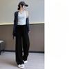 Glutinous Rice Loose Wide-leg Pants for Women In Autumn and Winter New High-waist Droop Knitted Straight-leg Pants Lazy Casual Trousers for Women
