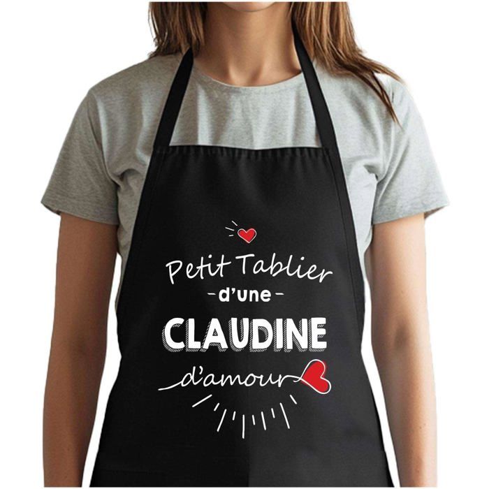 Tablier de cuisine - Clémence d'amour - Noir - Coton résistant - Impression bretonne