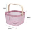 Solid Color Storage Organizer Basket Bamboo Handle Hanging Kitchen Baskets  Picnic