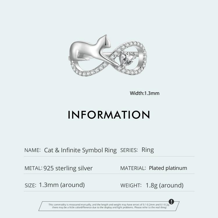 Bisaer Кольцо из стерлингового серебра 925 пробы с милым котом, обещание, бесконечное сердце, циркон, кольцо с домашним животным, платиновое ювелирное изделие для женщин