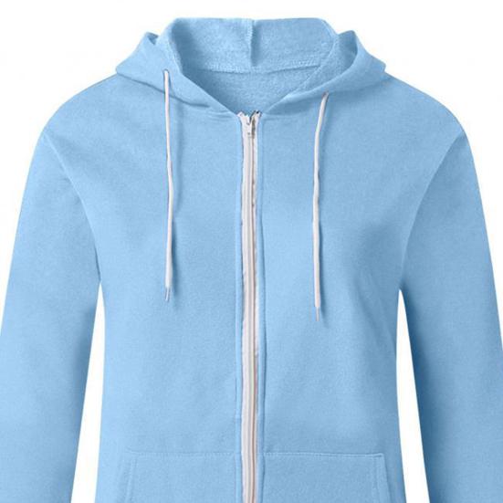 Весенне-осенняя женская однотонная толстовка с капюшоном и шнурком с длинными рукавами и карманами на молнии, утолщенная верхняя одежда