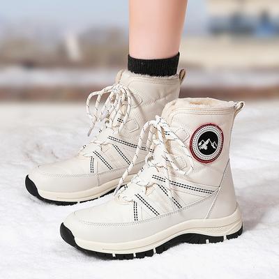 Женские зимние ботинки для снега, водонепроницаемые, нескользящие, на шнуровке, с подкладкой из искусственного меха, теплые, для прогулок, походов, короткие ботинки для женщин