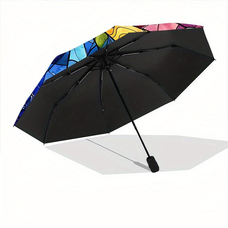 1pc Starry Whimsy Automatic Open/close Folding Compact Umbrella, 8-Rib Sturdy Canopy, Lightweight Portable, Everyday Use, Gift,088