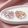 Elegant Flower Crystal Ring Light Luxury Finger Jewelry Sweet Rhinestone Ring  Girls