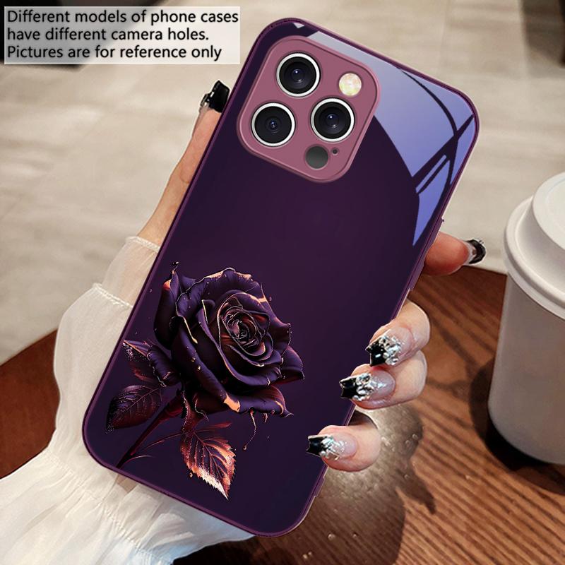 Темно-золотая роза для iPhone 16 E 15 14 13 Plus 12 mini 11 Pro Max XR Xs Max X 7 8 6 6S 2022 Чехол для телефона из закаленного стекла