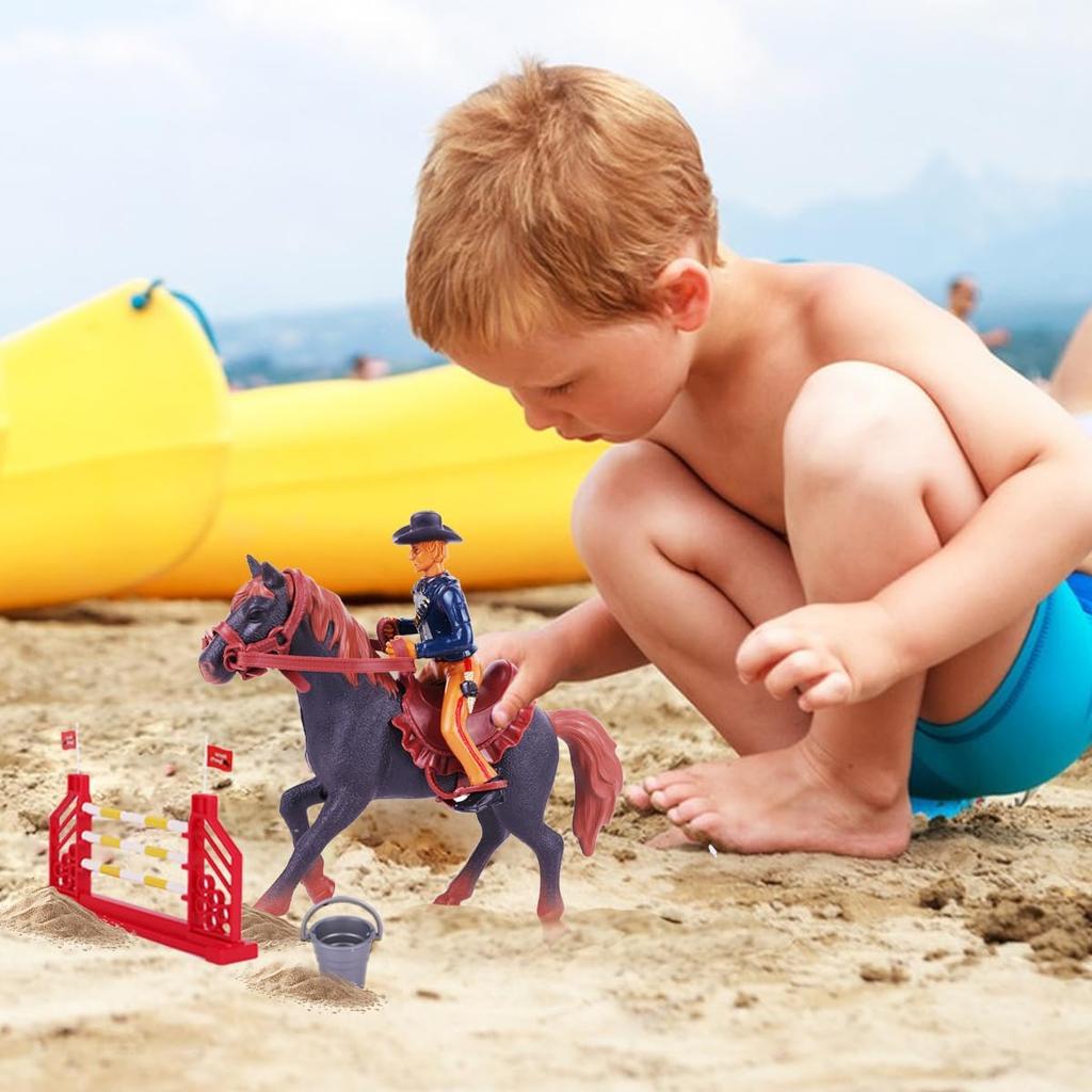 Игрушки лошади для западного родео для девочек и мальчиков - Ковбой Додео с фигуркой западного наездника и лошади, Набор игрушек забор для лошадей, Подарок на день рождения для детей и малышей