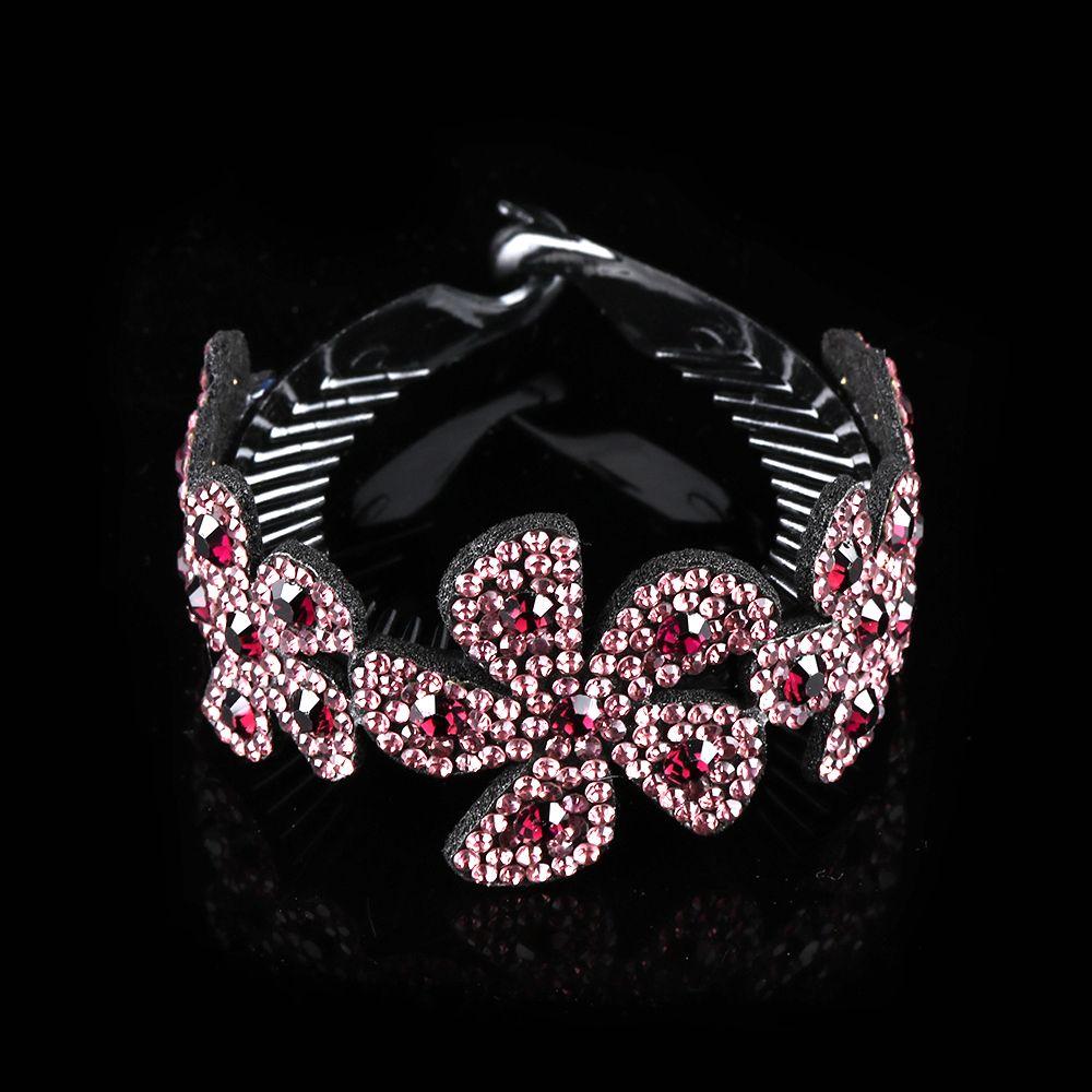 Expanding Bun Maker Bird Nest Twist Clip Rhinestone Hairpins Flowers Hair Clips Crystal Hair Claw