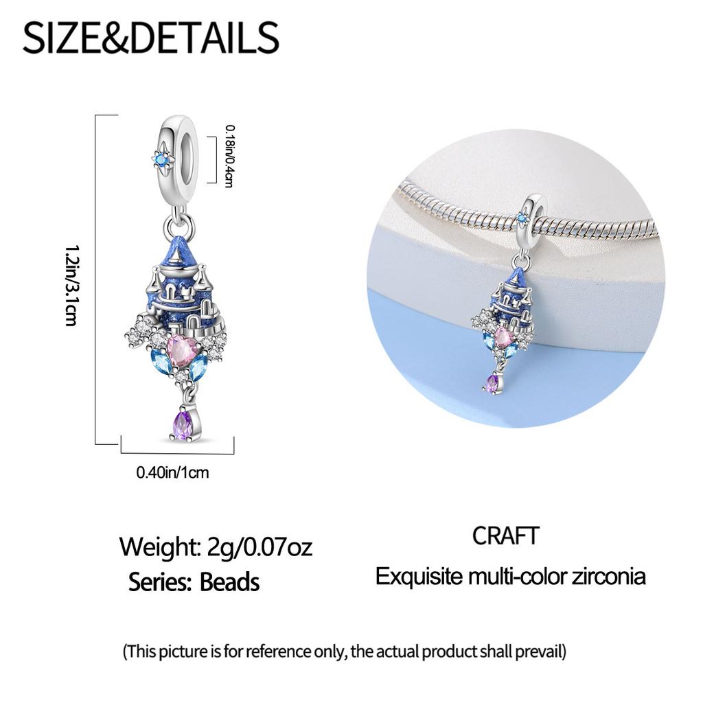 Подвеска Шарм Бусина Медь Кристалл Замок Подвеска Бусины Подходят для Оригинального Браслета для Изготовления Ювелирных Изделий Подарок на День Святого Валентина