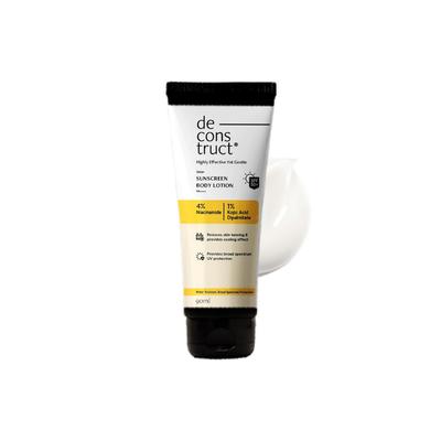 Деконструировать Солнцезащитный лосьон для тела Detan SPF 50 PA++++ | Широкий спектр защиты от UVA и UVB | Легкая, водостойкая, нежирная формула | W