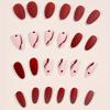 Накладные ногти в форме миндаля с французским рисунком в виде сердца и капель воды. Готовый матовый маникюр с желейным клеем + пилочка для полировки. (24pcs)