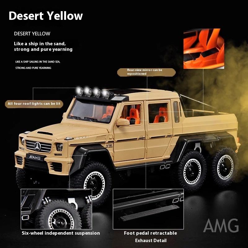 1/20 Mercedes Benz AMG G63 6X6 Внедорожник из сплава Металлическая литая модель автомобиля Звук и свет Большой подарок для взрослого Парню Коллекция