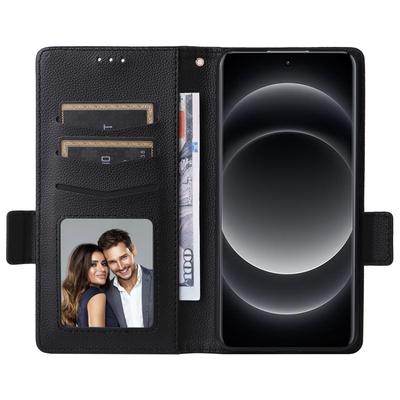 Чехол для Xiaomi 14 Ultra с ремешком на запястье, текстура личи, ПУ кожа, кошелек, чехол для телефона