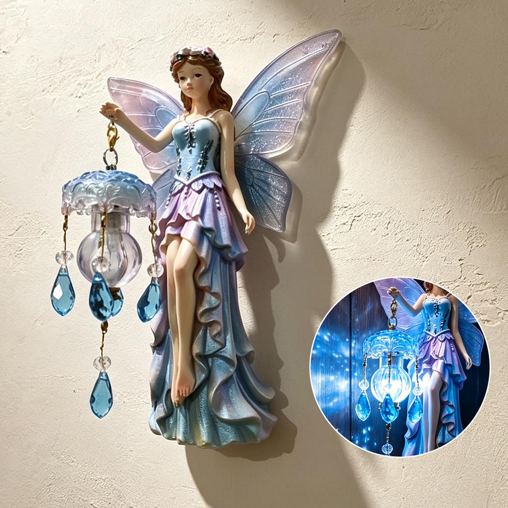 Dreamy Decor for Small Corners Fairy Wall Lamp, Resin Sconce with Warm LED Glow Bedroom Whimsical Art Nursery Living Room, Vintage Rustic Elf
