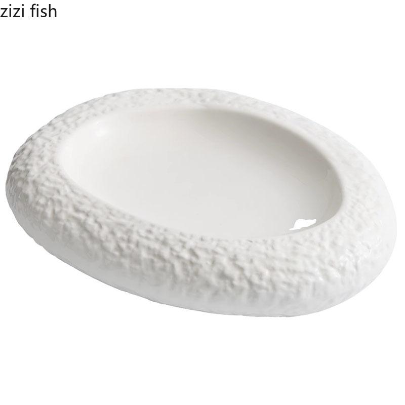 Керамическая тарелка для ужина с неровной текстурой камня, двухслойная изоляционная тарелка для ресторана, десертная тарелка для пасты, специальная столовая посуда