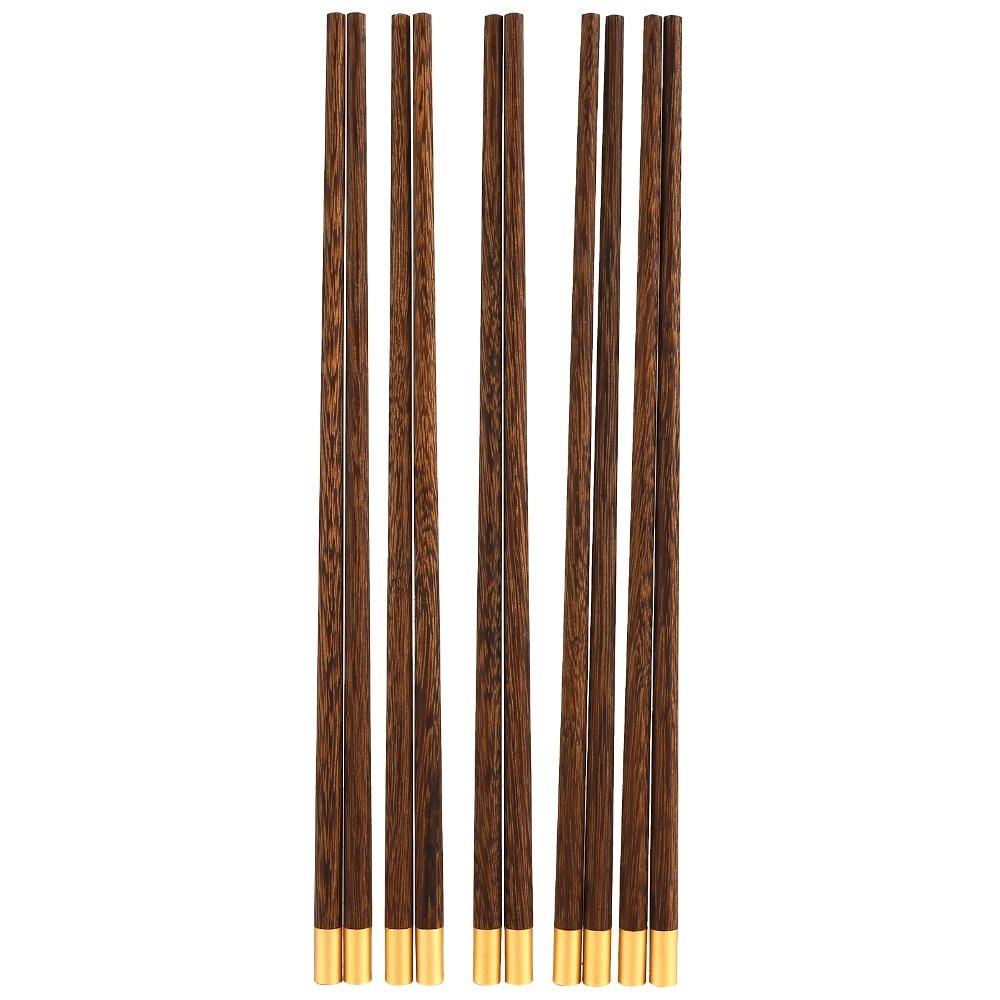 5Pair Wood Food Chopsticks Polished Edge Hotpot Chopsticks Reusable Chopsticks Set Restaurant