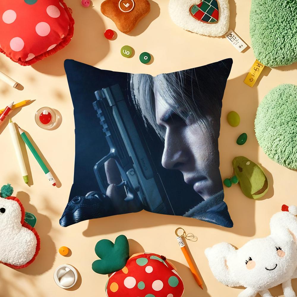 L-Leon K-Kennedy Cushion Cover Plush Fabric Soft Double-Sided Printed Sofa Warm Winter Home Gift Pillow Cover