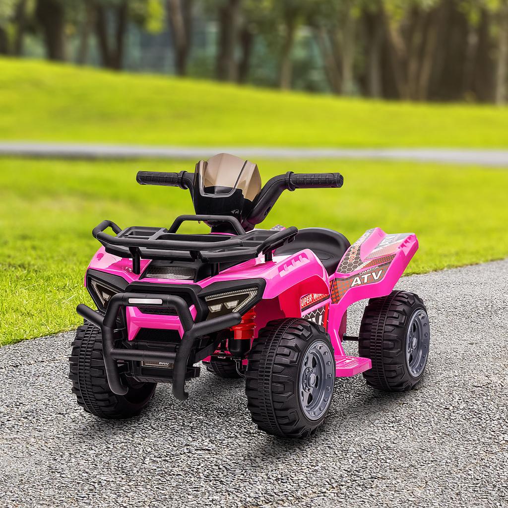 6V Kids Electric Ride on Car Toddlers Quad Bike All Terrain Vehicle Toy With Music for 18-36 months Pink