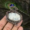 Natural Dendrite Opal Gemstone Handmade Copper Wire Wrap Pendant 2.84" g4F16
