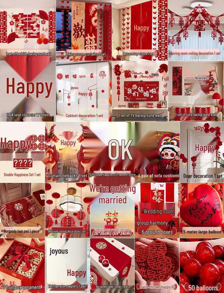 Полный набор для украшения свадебной комнаты: Предметы первой необходимости для декора спальни жениха и невесты