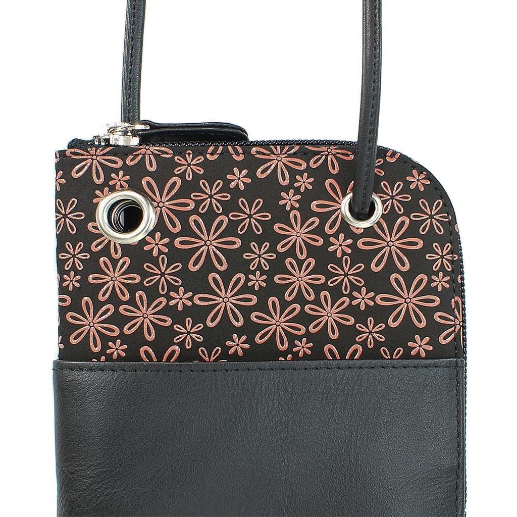 Чехол для смартфона Indenya Inden Sacoche из оленьей кожи черного и розового цвета с рисунком снежной травы 5027-51-160