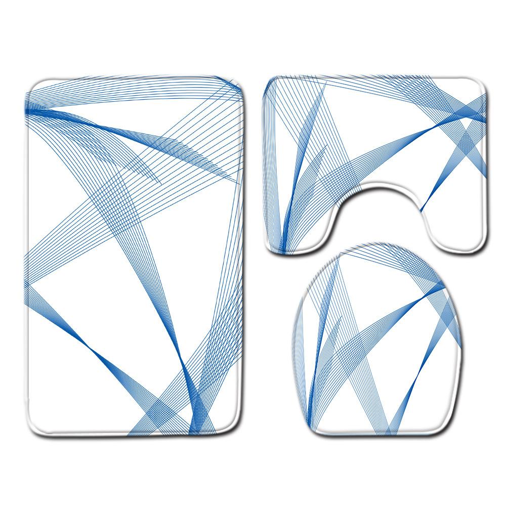 Линия Туалетный Коврик для пола Трехкомпонентный Коврик для ванной 3 предмета Придверный коврик