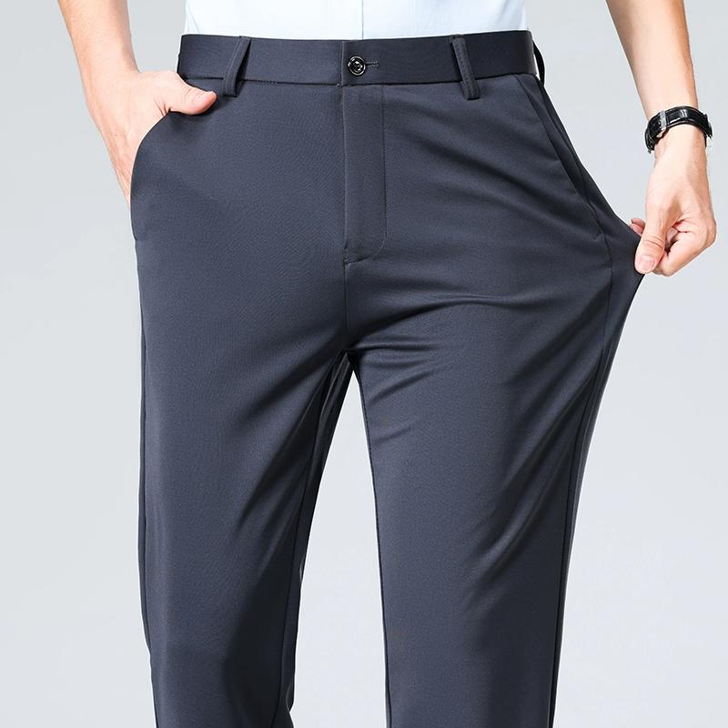 Men's Black Business Casual Long Pants Smart Pants Male Straight Formal Office Trousers Solid Color Slim Fit Daily Work