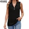 Женские модные повседневные летние весенние однотонные рубашки-поло без рукавов с принтом, блузки и рубашки