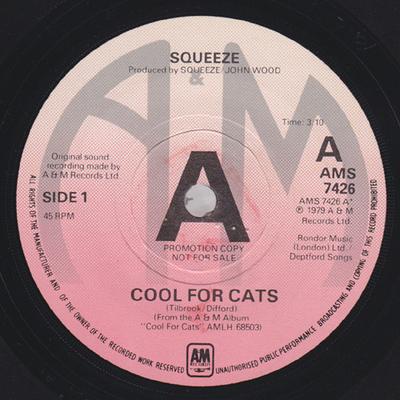 7-дюймовая пластинка SQUEEZE - Cool For Cats AMS7426PROMO A&M Records 1979 UK Rock Б/у