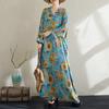 New 2025 Women Plus Size Spring Dress Floral Loose Basic Elegant Vintage Long Dress Cotton Casual