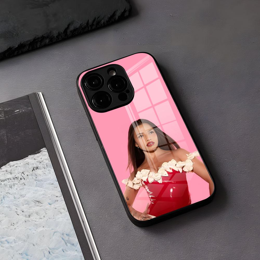 Чехол для телефона E-Emilia M-Mernes Singer для IPhone 17 Air 16 E Pro Max 15 14 13 Mini 12 Pro 11 Max Plus Черная стеклянная крышка